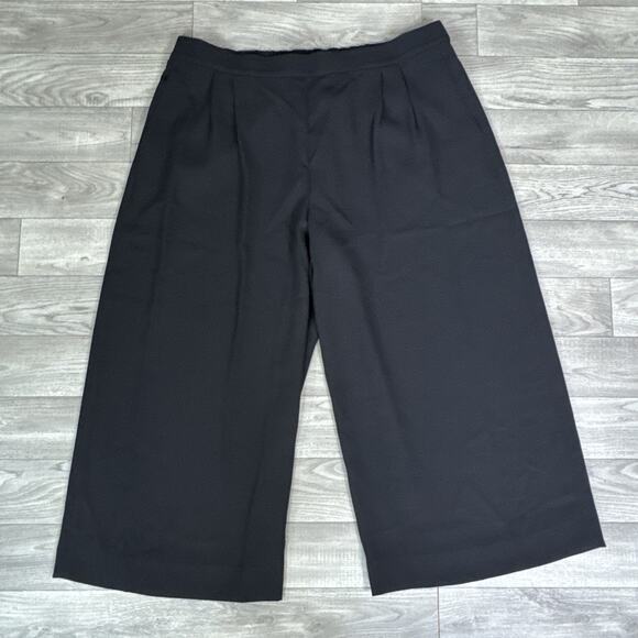 J. Crew Pleated High Rise Cropped Crepe Wide Leg Pants Black sz 18 - Picture 1 of 7